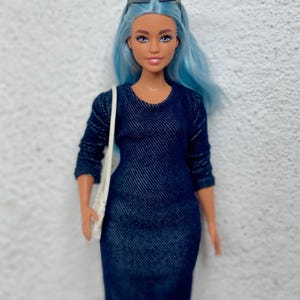 Denim Dress For Fashion Doll, Clothes for Curvy Dolls, Doll clothes for Fashion Dolls, Clothes for 11.5-inch Fashion dolls, Curvy Doll, Doll