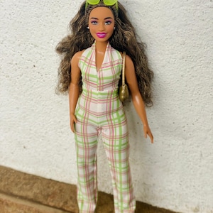 Pastel Checkered Print Jumpsuit for 1/6 scale Fashion Dolls