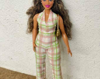 Pastel Checkered Print Jumpsuit for 1/6 scale Fashion Dolls