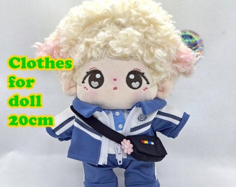 School uniforms, Blue sports clothes for doll 20cm,Clothes doll 20cm, outfit for doll 20cm, Plush Doll clothes