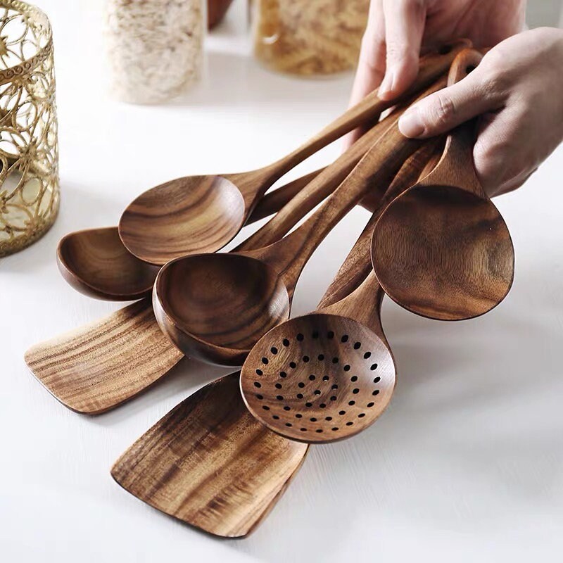Discover Wooden kitchen utensils set for family cooking