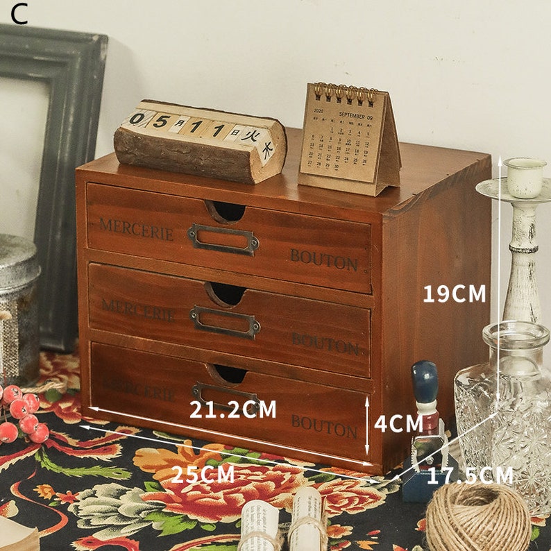 Office Storage Box Desk Drawer File A4 Paper Shelf Wooden Etsy