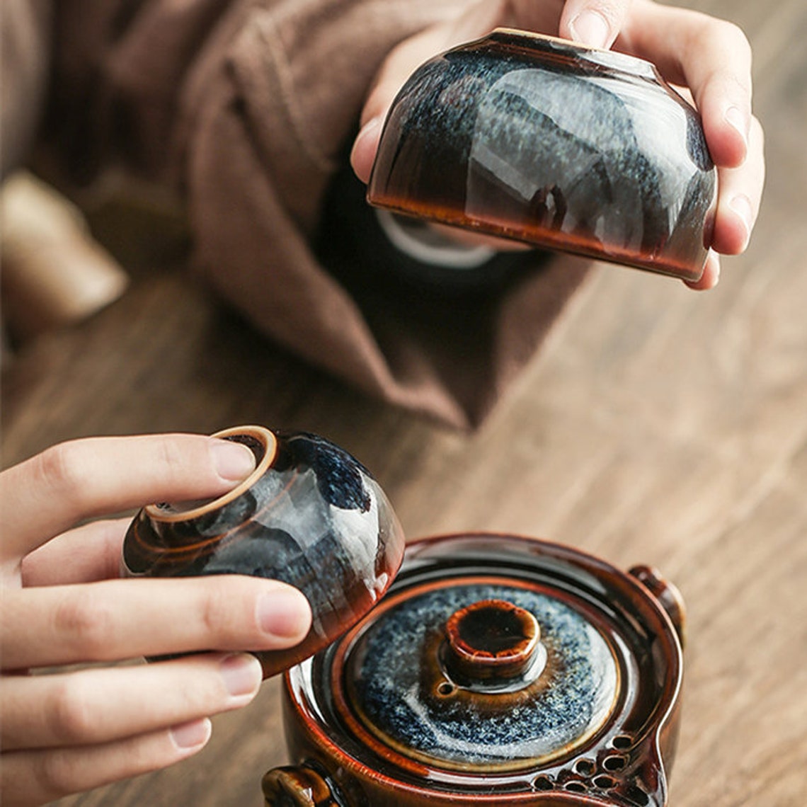 Kung Fu Tea Set Ceramic Travel Tea Set Convenient Tea Set Etsy