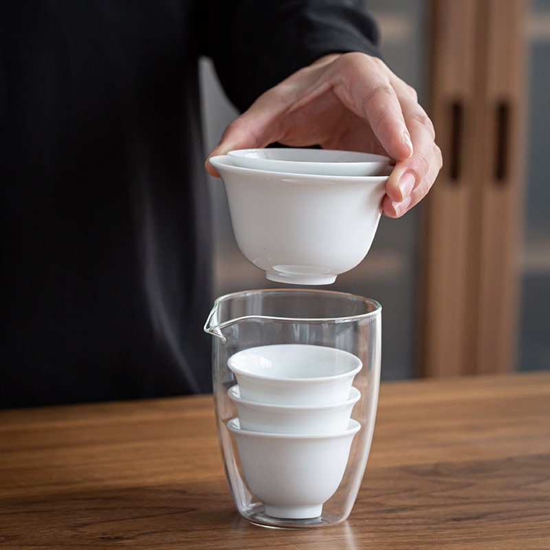 White Porcelain Kung Fu Tea Settravel Kung Fu Tea Etsy