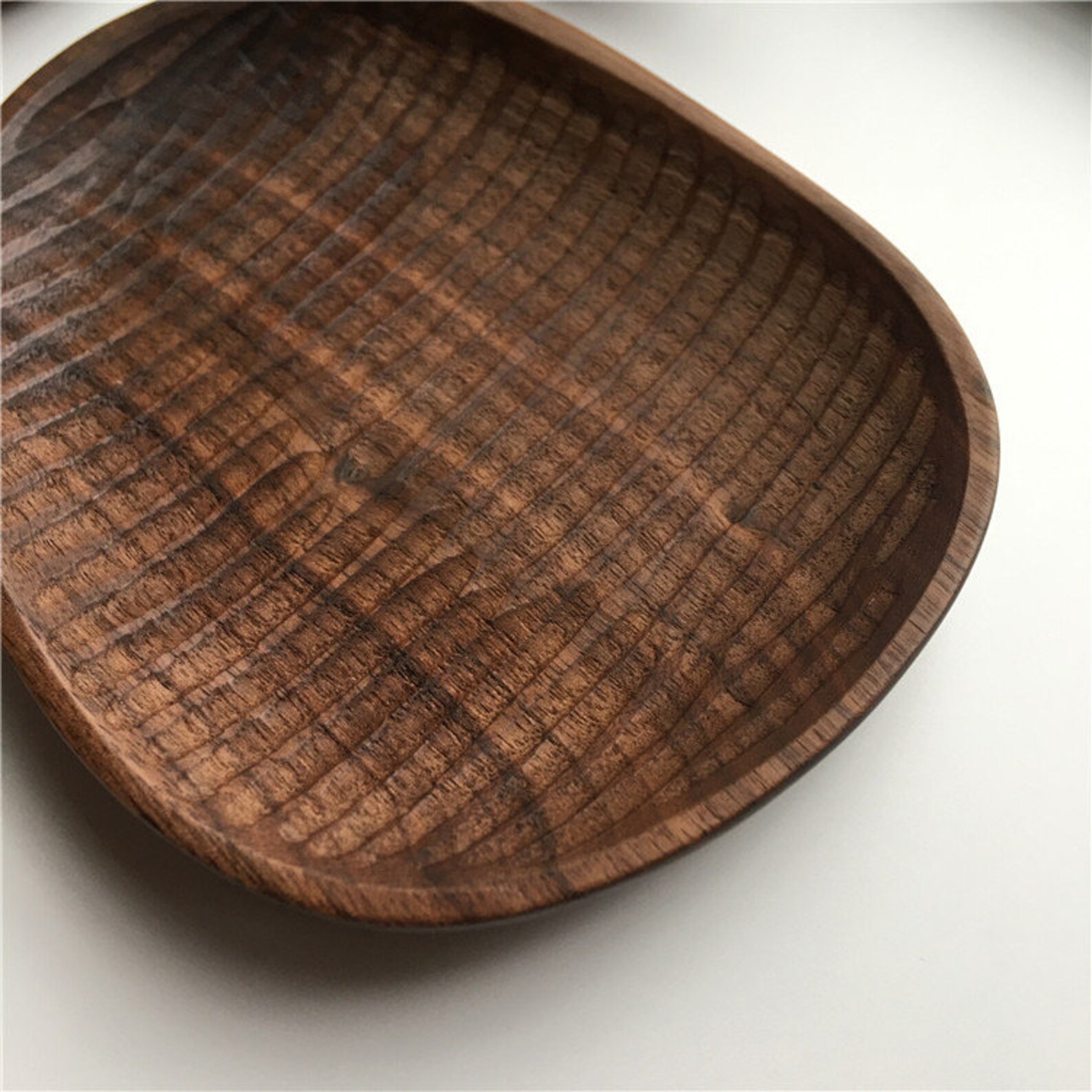 Hand Carved Solid Wood Snack Plate Snack Walnut Small Wooden Etsy