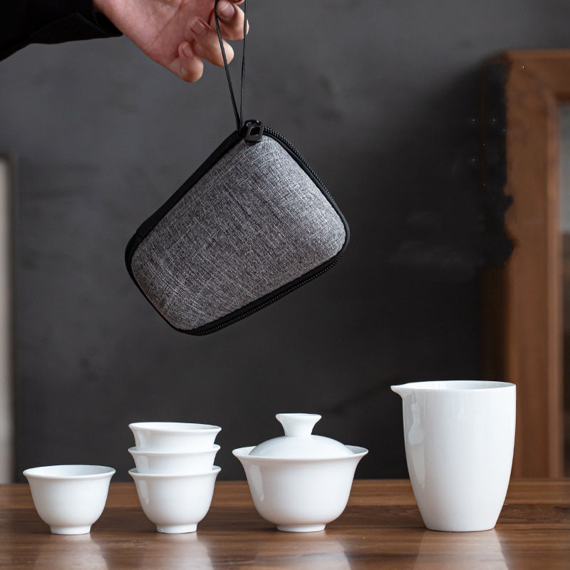 White Porcelain Kung Fu Tea Settravel Kung Fu Tea Etsy