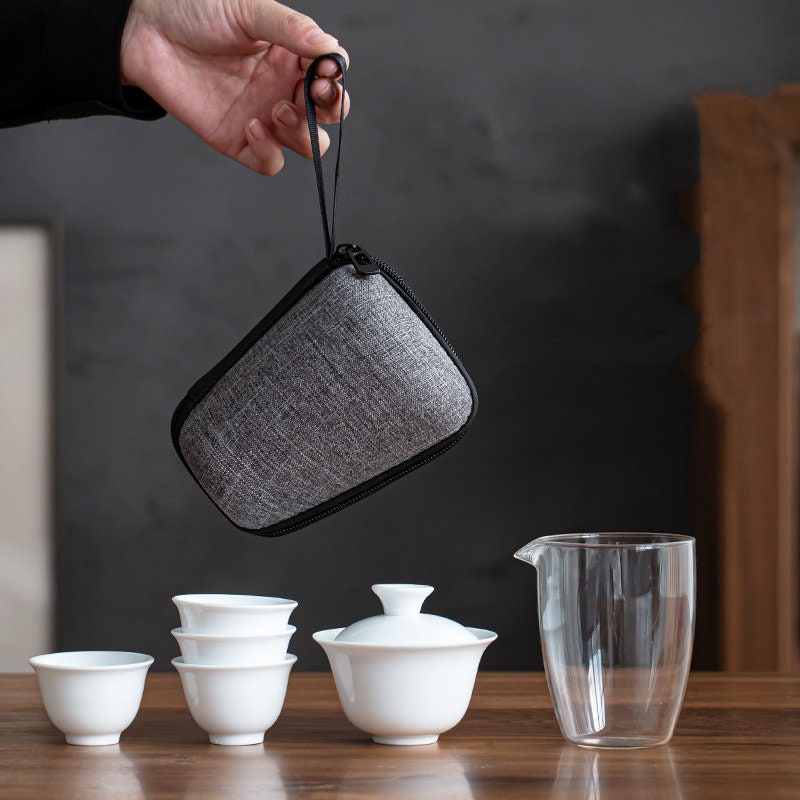 White Porcelain Kung Fu Tea Settravel Kung Fu Tea Etsy