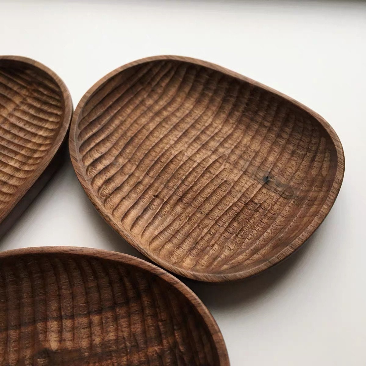 Hand Carved Solid Wood Snack Plate Snack Walnut Small Wooden Etsy