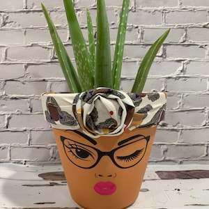 6 Inch Terracotta Face Planter Pots With Headwrap for the Culture - Etsy