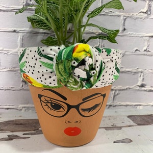 Terracotta Face Planter Pots With Headwrap Pot Head Gift - Etsy