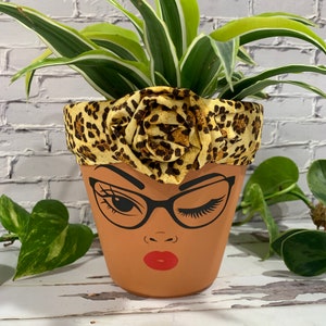 Terracotta face planter pots with headwrap- Pot head- Mother’s Day gift