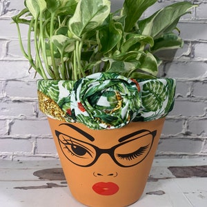 Terracotta Face Planter Pots With Headwrap Pot Head Mothers Day Gift - Etsy