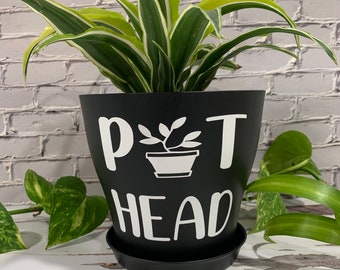 Jardinière en pot - Plastique noir ou blanc - Cadeau plante amusante