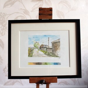 Barn Outbuildings - Architectural Illustration, Architecture wall art, Sketch Art, Art print, Aquarel print A5.