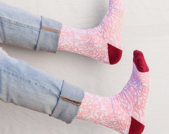 Cozy Socks | Abstract Art Socks | Pink Socks | Gift for Her | Scribble Design