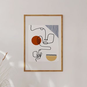 Line Faces Art Print / Impresión 8x10 / Arte de pared minimalista / Impresión de bestseller de mantas