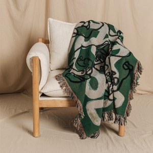 Jacquard gewebte Decke | Hergestellt in den USA | Abstrakte Kunst Decke | Picasso Gesicht Design | Mid Century Modern Dekor | Schiffe aus Amerika