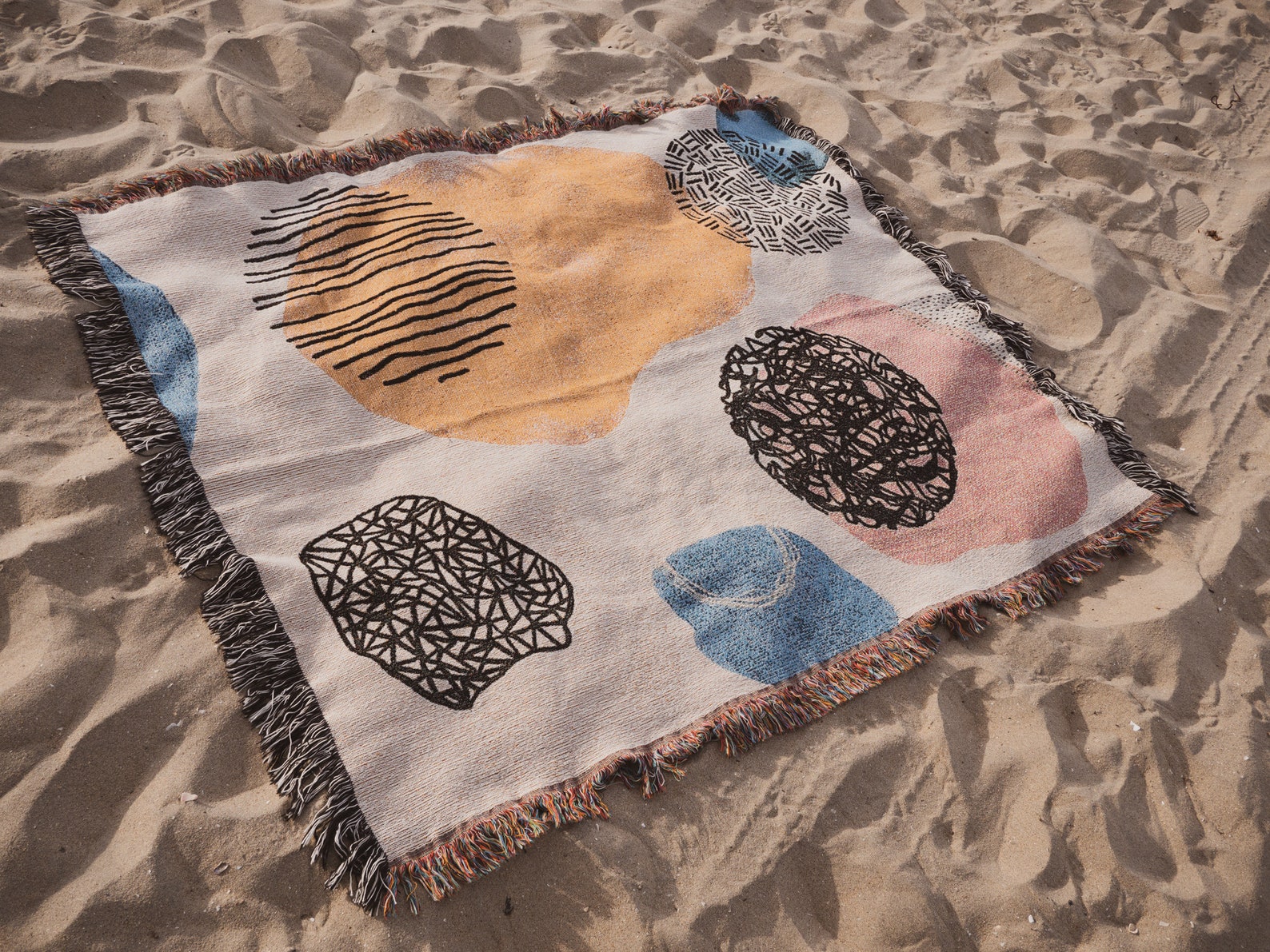 Large Woven Throw Blanket Mid Century Modern Pattern Blanket Etsy