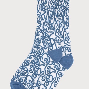 Blue Socks Comfy Socks Gift for Him Hiking Sock Abstract Art Socks image 2