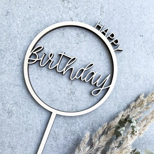 Caketopper Happy Birthday rund