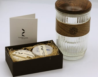 Taza de infusor de té de vidrio resistente al calor con filtro de té de vidrio tapa de madera y mango de lujo Nannuo Pu'er Sheng Pu Set de té