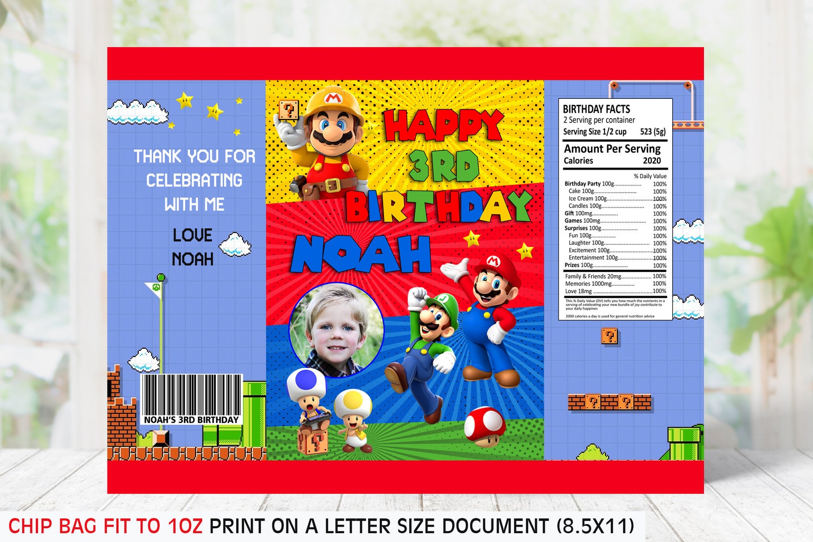 Super Mario Chip Bag Super Mario Party Favor Super Mario | Etsy