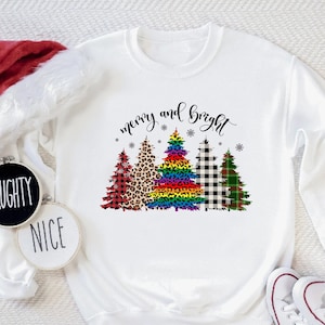 Frohe und helle Weihnachtsgeschenke für LGBTQ+, Gay Pride Weihnachtshemd, Regenbogen Pride Weihnachtssweat, Weihnachtspullover