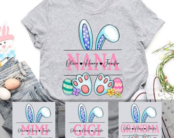 Custom Nana Easter Shirts, Easter Day Gift For Grandma Nana Mimi Gigi, Funny Grandma Bunny Shirts, Easter Nana Shirts, Grandma Easter Gift