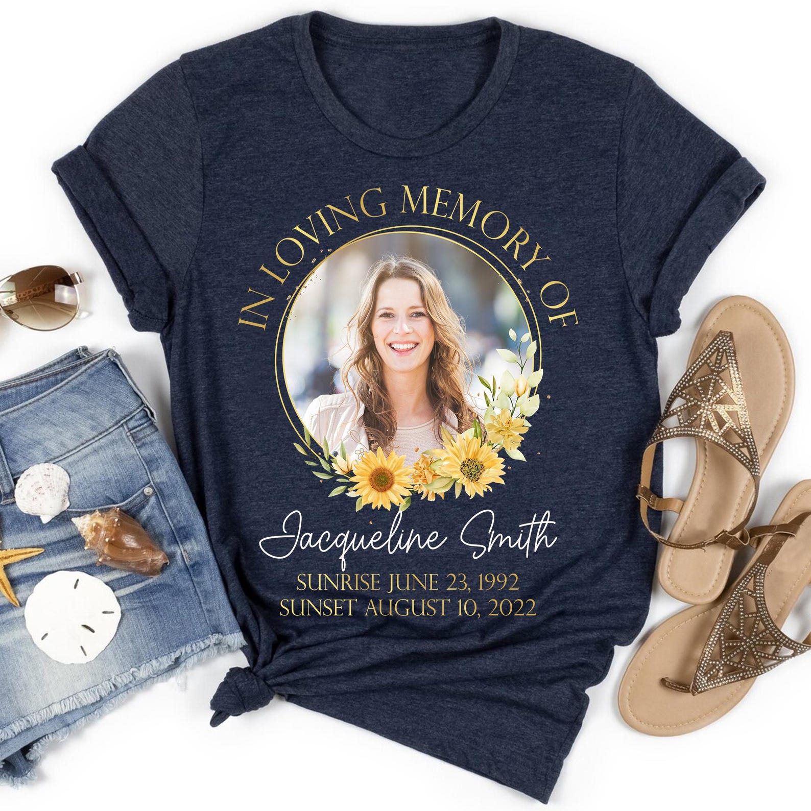For Loved Rip Personalized RIP Shirt, Memorial Photo T-shirt, Funeral Remembrance ...