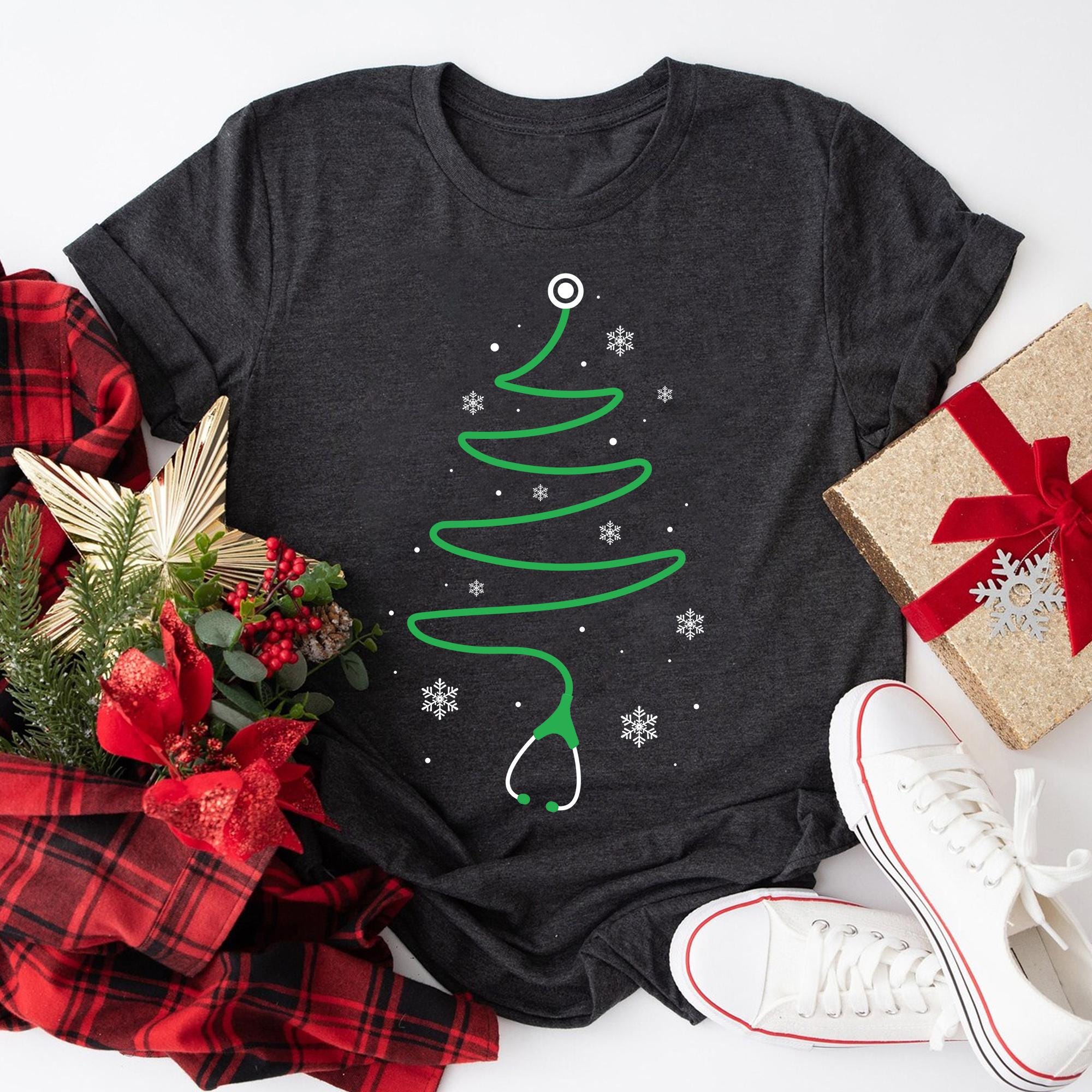 Stethoscope Christmas Tree Shirt, Nurse Christmas Shirt, Doctor Christmas Shirt, Xmas Nurse Shirts, Nursing School Tee, Nurse Gift