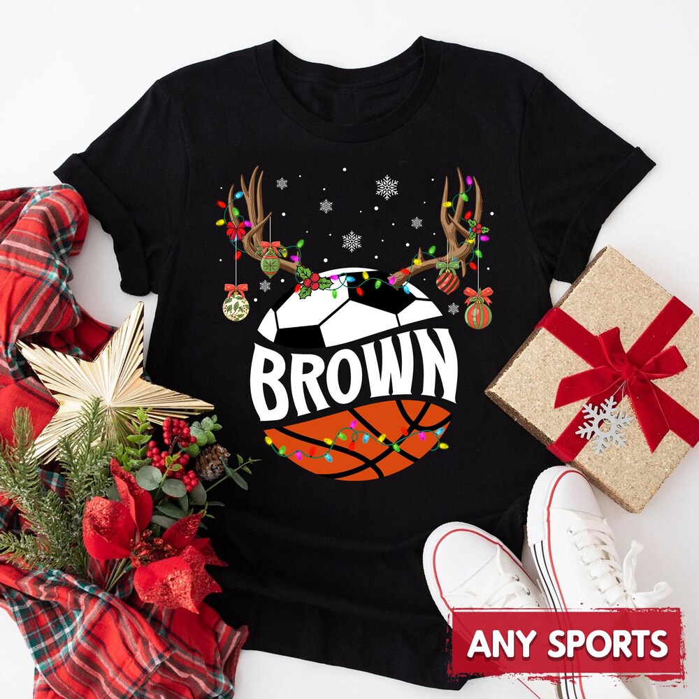 Peckshirt Custom Xmas Soccer And Basketball Shirts, Basketball And Soccer Shirts, Any Sports Shirt, Basketball Lover, Soccer Lover, Soccer And Basketball Tee