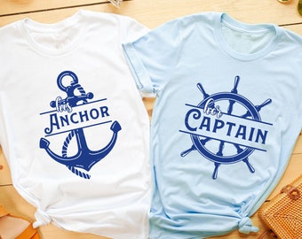 Her Captain His Anchor Matching Couple Tshirts, Sailing Couple, Couples Cruise Shirt, His and Hers, Funny Couples Shirts