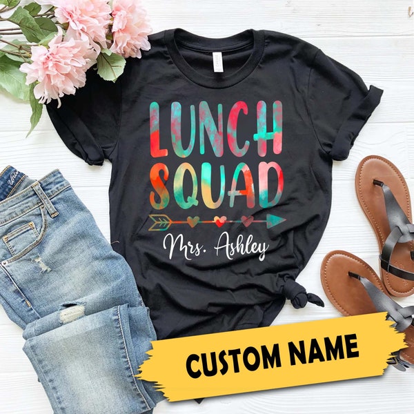 Lunch Squad Personalized Shirt, Custom Name School Lunch Ladies Shirt, Cafeteria Worker T-Shirt, Cafeteria Crew Shirt, Lunch Lady Shirt