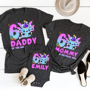 Lustiges Axolotl Geburtstagsfamilie passendes T-Shirt, personalisiertes Axolotl-Geburtstags-Party-Shirt, Geburtstags-Jungen-Shirt, Axolotl-Kinderhemd, Geburtstagsgeschenk