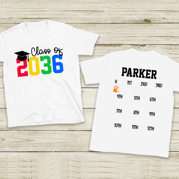 Klasse von 2036 Handabdruck Shirt, wachsen mit mir Klasse von 2036 Shirt, 2036 Abschluss-Shirt, Klasse von 2036 Tshirt, wachsen mit mir Shirt