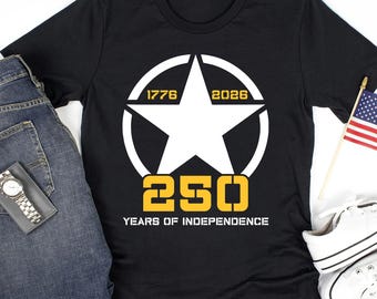 Maglietta 250 anni di indipendenza, 4 luglio 1776-2026, maglietta patriottica del 4 luglio, 250° anniversario dell'America, maglietta di compleanno degli Stati Uniti, regalo per la libertà
