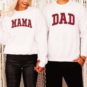 Camisetas de mamá y papá, camiseta de mamá y papá, camiseta de revelación de embarazo, regalo de Navidad para mamá y papá, futura mamá, camisetas de anuncio de embarazo