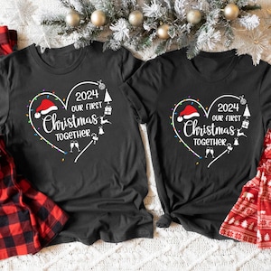 Our First Christmas Couple Shirts, Funny Christmas Shirt Set, Couples Matching Christmas Tshirts, Matching Couple Pajamas Shirt