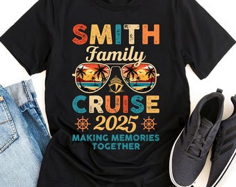 Personliga familjesemestertröjor, matchande familjekryssnings-t-shirt, personlig familjekryssnings-t-shirt, familjekryssning 2025, kryssningsgruppströjor