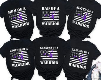 Camiseta personalizada combinando com a família do guerreiro do câncer de pâncreas, camisetas do grupo de câncer, camiseta personalizada de conscientização sobre o câncer de pâncreas, camiseta de apoio ao câncer