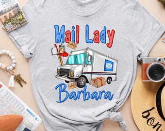 Custom Mail Lady Shirt, Personalized Postal Worker Tee, Funny Delivery Driver Gift, Mail Carrier Gift, Custom Name Mail Carrier Shirt