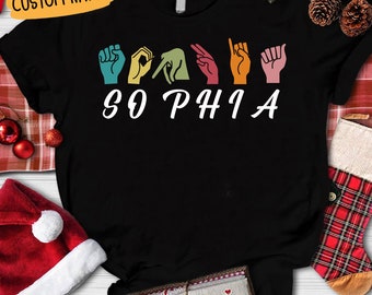 Gepersonaliseerde gebarentaalshirt, aangepaste naam handgebarentaal T-shirt, retro vintage heren damesshirt, ASL-T-shirt, Deaf Pride ASL-shirt