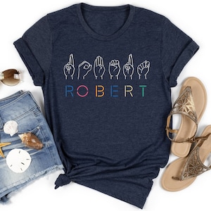 Retro Vintage Gebärdensprache Hand T-Shirt, ASL kundenspezifisches Shirt, gehörloses Stolz-T-Stück, kundenspezifisches Gebärdensprache-Shirt, ASL Geschenk T-Shirt