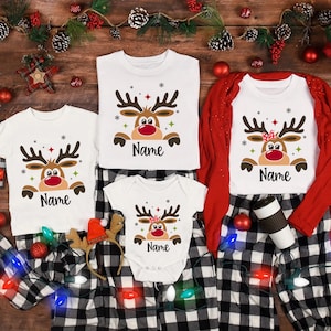 Personalized Family Christmas Name Shirt, Custom Christmas Reindeer Shirt, Family Christmas Pajamas Shirt, Xmas Family Gifts