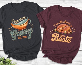 Camisetas de Acción de Gracias para parejas, camisetas grupales de Acción de Gracias con amigos, camisetas de Acción de Gracias para parejas, camisetas a juego para amigos de Acción de Gracias