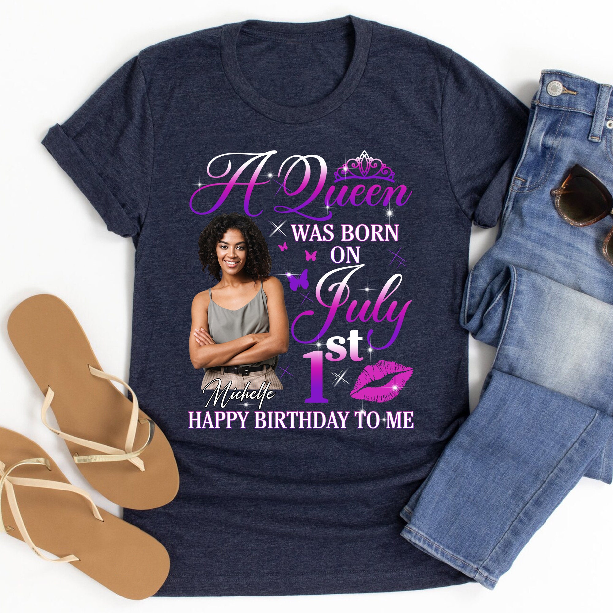 Discover Personalized Birthday Shirt For Women with Your Photo, Custom Birthday T Shirt, Personalized Birthday Gift, Customized Shirt