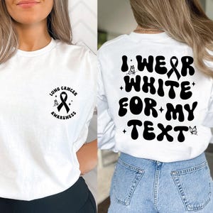 Lung Cancer Awareness Shirt, weißes Band T-Shirt, Support Squad, Krieger Überlebender Geschenk, passende Familien Team Shirts, benutzerdefinierter Name, Unisex T-Shirt