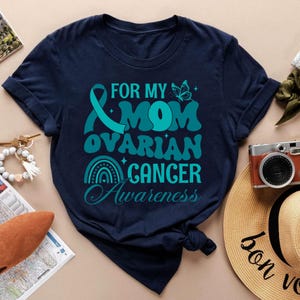 Ovarian Cancer Awareness Shirt, Teal Ribbon Support Tee, Cancer Fighter Survivor T-Shirt, Awareness Month Gift, Family Support Top