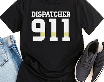 Dispatcher 911 Shirt, Emergency Dispatcher Tee, First Responder Gift, Thin Gold Line Apparel, Public Safety Worker Shirt, 911 Hero T-Shirt