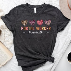 Mail Lady Leopard Heart Shirt, Postal Worker Shirt, Mailwoman Shirt, Postwoman T-shirt, Mail Carrier, Postal Worker Carrier